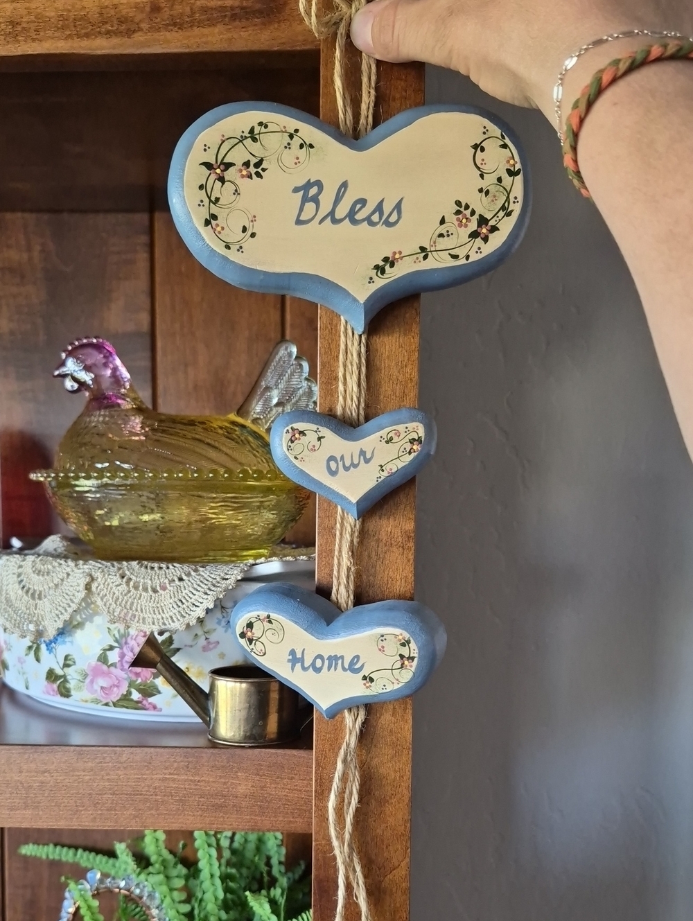 Blue 'Bless Our Home' Hanging Wall Sign - Home Wall Decor